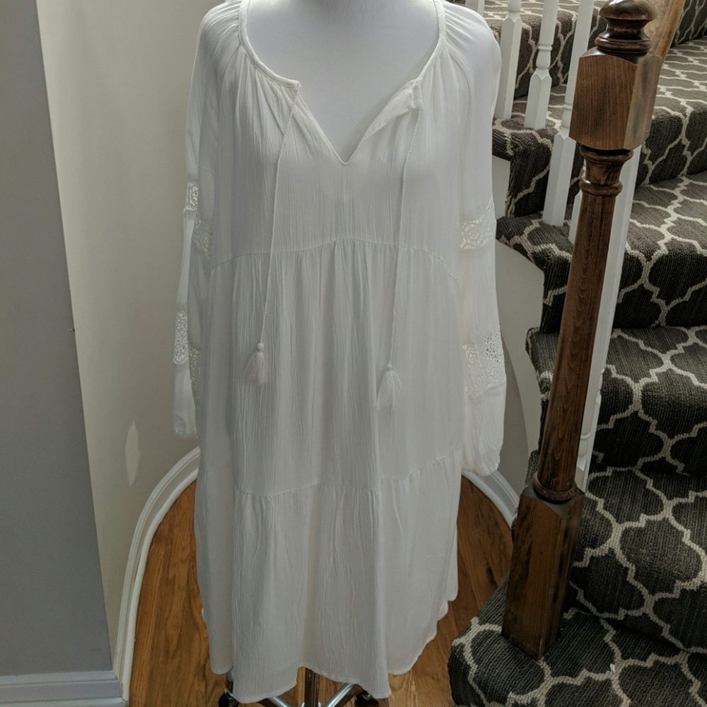 Old Navy white boho chic tiered summer dress Small